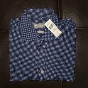 NWT Men's Michael Kors Slim Fit Stretch Size Medium 15 1/2 34-35 Long Sleeve